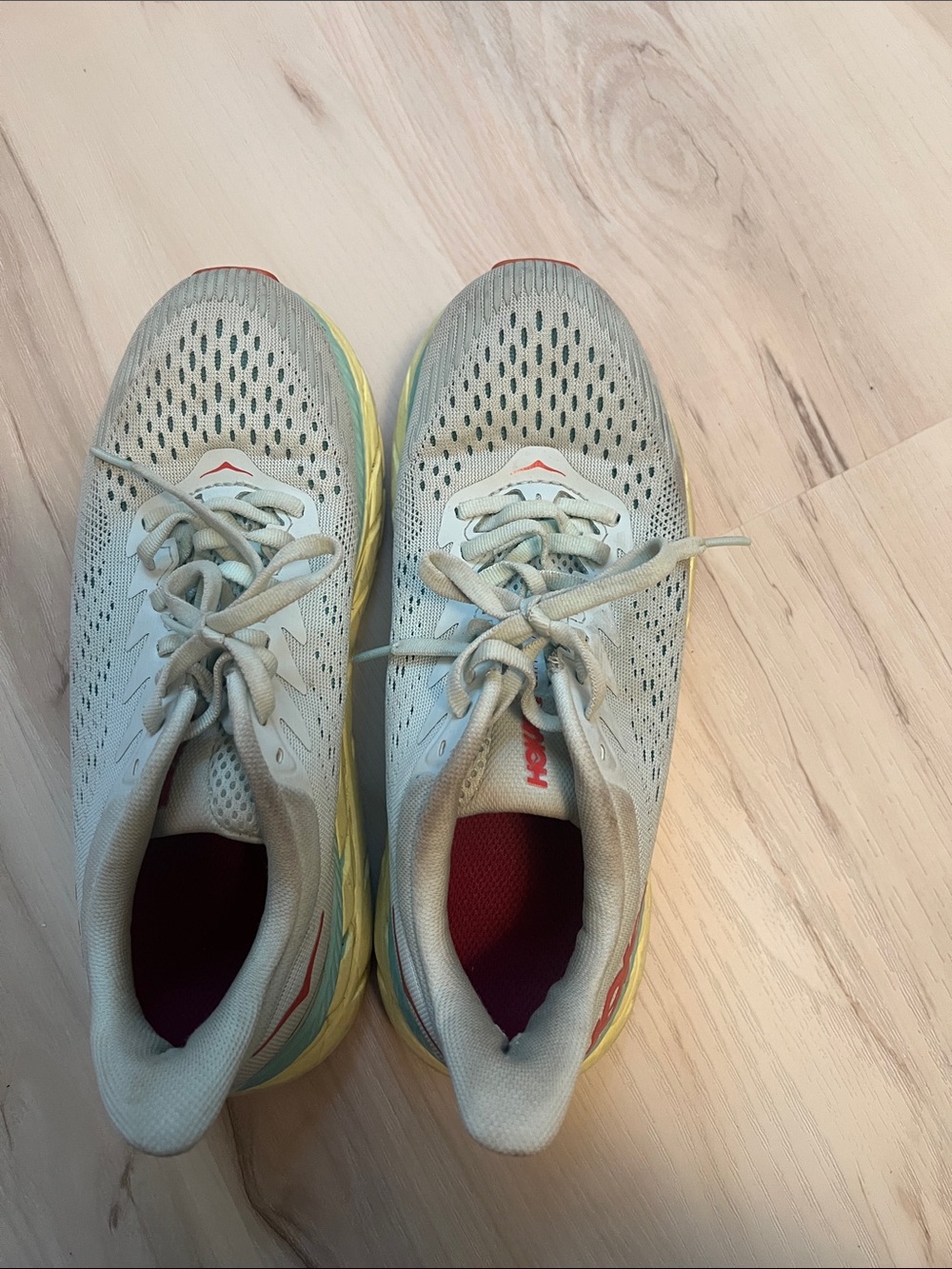 Women's Mint Lace-Up Running Shoes with Yellow Sole